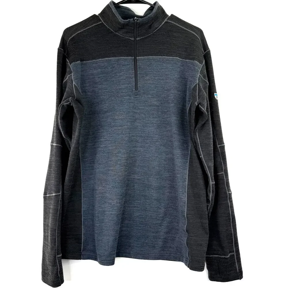 Kuhl Men's Ryzer 1/4 Zip Blue & Grey Sweater Size Large